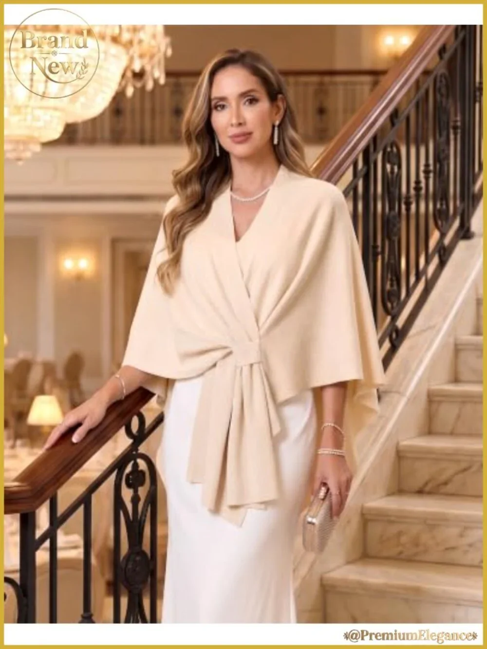 Cashmere Blend Knit Shawl Wrap Women Open Front Poncho Sweater